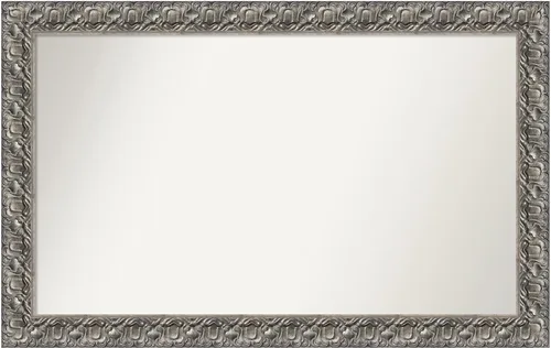 Miniatura 192 de Amanti Art Espejo de baño plateado para sobre fregadero, 26 x 26 pulgadas, espejo cuadrado de níquel pulido, marco de madera tradicional mediano, se