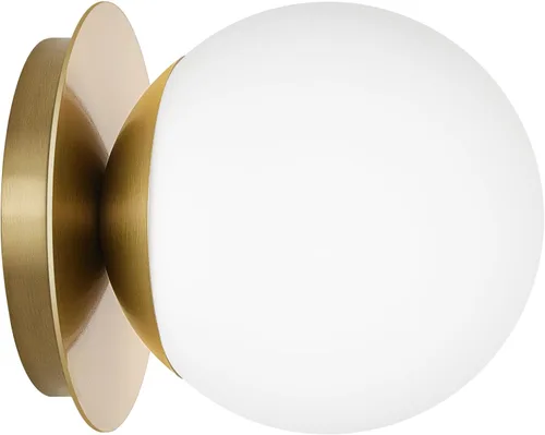 Miniatura 12 de Juego de 2 apliques de pared dorados, apliques de baño modernos con globo de vidrio blanco lechoso, juego de 2 apliques de pared para decoración