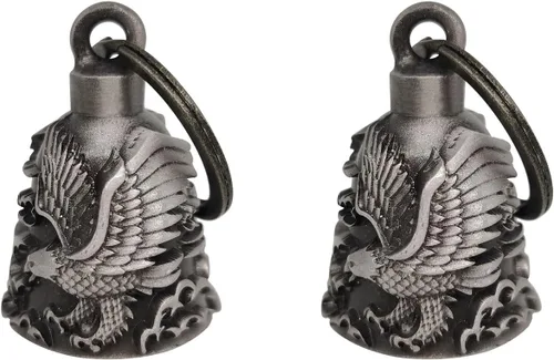 Miniatura 15 de 【Paquete de 2】 Campanas de motocicleta para motociclista Guardián de montar campanas con colgador, accesorio de motocicleta o llavero para buena
