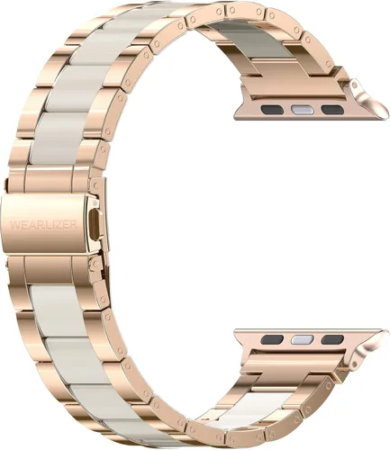 Miniatura 17 de Wearlizer - Correa compatible con Apple Watch de 38/40/41/42 mm; pulseras de moda para mujer, acero inoxidable + resina metálica de repuesto