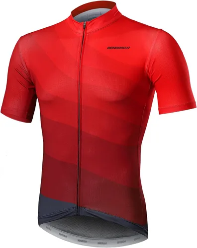 BERGRISAR Camiseta de ciclismo para hombre, camisas de manga corta, ropa de ciclismo con bolsillos reflectantes