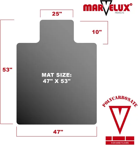 Miniatura 2 de Marvelux Alfombrilla de policarbonato resistente para silla de oficina para suelos de madera dura de 47 x 53 pulgadas Protector de piso duro