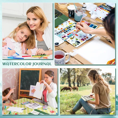 Miniatura 6 de 40 hojas de cuaderno de acuarela 4x6 pulgadas, papel de acuarela de 140 lb/300 GSM para bocetos de acuarela, papel de acuarela prensado en frío