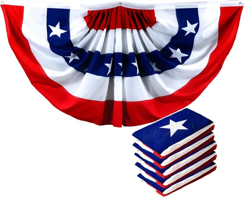 Miniatura 8 de G128 Paquete de 3: bandera plisada de Estados Unidos, 1.5 x 3 pies, banderas decorativas de Estados Unidos impresas 150D con cabecera de lona