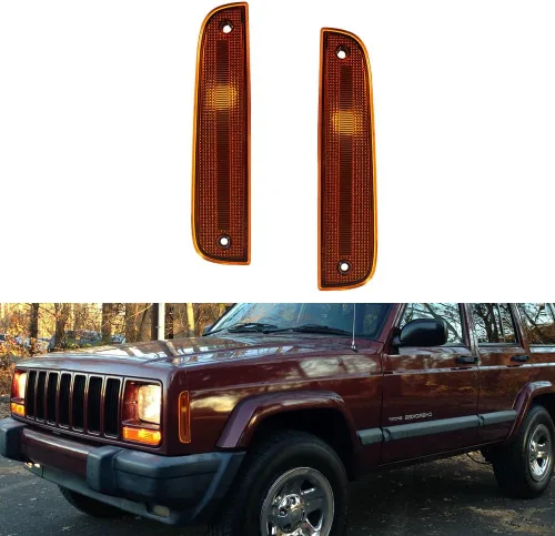 Miniatura 12 de Kit de lentes transparentes LED ámbar compatible con Jeep Cherokee 1997 1998 1999 2000 2001 Luz marcador de estacionamiento lateral de parachoques