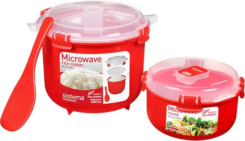 Sistema Juego de recipientes de alimentos redondos para microondas y arrocera para microondas | 2.6 L, 30.9 fl oz | Contenedores de alimentos con