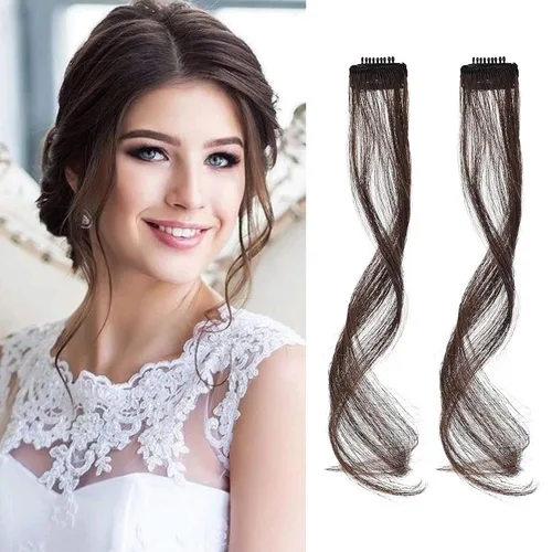 Miniatura 10 de REECHO Flequillos Laterales Largos con Ondas Rizadas, Flequillo de Cortina con Clip, Flequillos Frontales Laterales que Enmarcan el Rostro