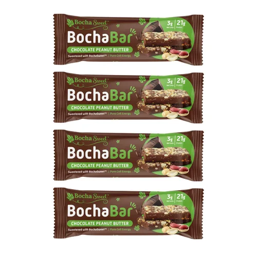 BochaSweet - Barra de proteínas Keto, barra de chocolate y mantequilla de maní, 0.74 oz de colágeno alimentado con hierba, baja en carbohidratos,