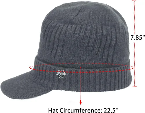 Miniatura 30 de Dahlia Gorro para hombre con visera - lana, sombrero de invierno con borde, forro polar