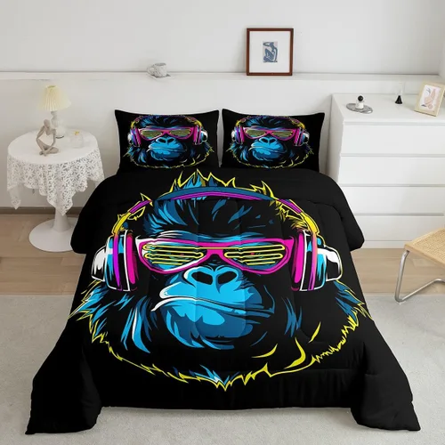 Miniatura 19 de Juego de ropa de cama de hurón tamaño individual para niños, diseño de dibujos animados de hurones para niños, bonito edredón acolchado de animales