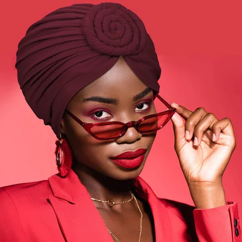 Miniatura 7 de SATINIOR 4 piezas con patrón africano preatado gorro turbante nudo gorro, gorro de diadema