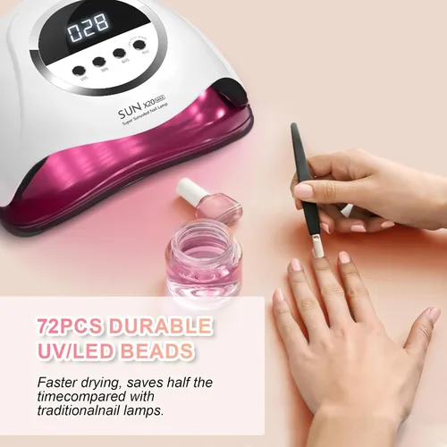 Miniatura 6 de Lámpara de uñas LED UV de 320 W, secador de uñas profesional con 72 cuentas, luz UV para uñas con 4 ajustes de temporizador, secador LED de gel