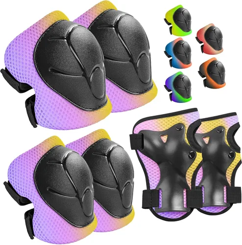 Miniatura 10 de Wemfg - Juego de protección para niños, rodilleras para niños de 3 a 14 años, rodilleras y coderas con protectores de muñeca 3 en 1 para patinaje