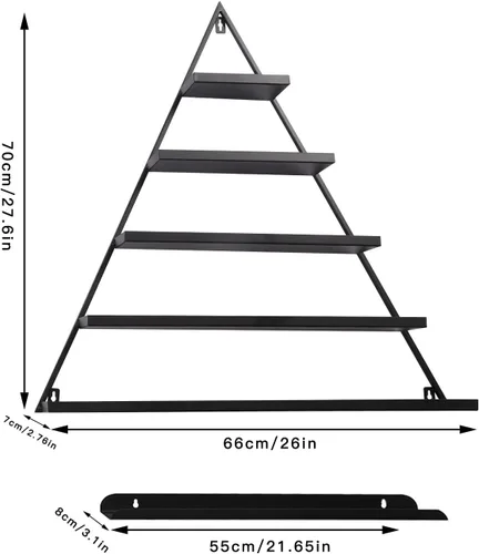 Miniatura 3 de Estante de almacenamiento de esmalte de uñas de metal para montar en pared, organizador de esmalte de uñas triangular de 5 niveles, soporte