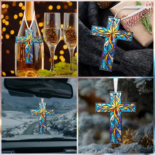 Miniatura 7 de FLAGWIX Regalos Cristianos de Navidad para Mujeres Fe - Adornos Acrílicos 2025 para Decoraciones de Árbol - Adorno de Cruz de Navidad, Regalos