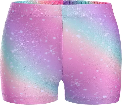 Zaclotre Pantalones cortos de gimnasia para niños y niñas bailarina con brillo pantalones cortos de gimnasia atlética