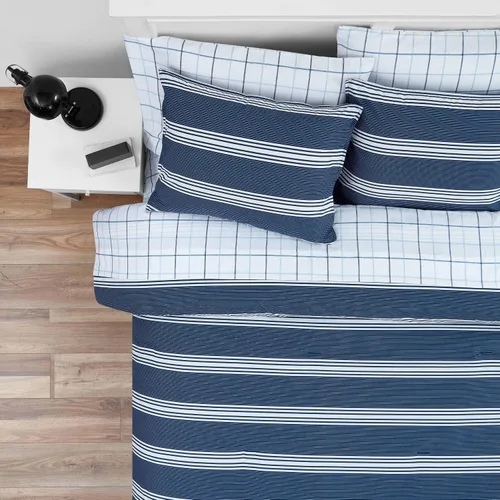 Miniatura 4 de Nautica - Juego de edredón tamaño Queen, ropa de cama reversible de algodón con fundas a juego y bolsa de lavandería reutilizable, peso medio