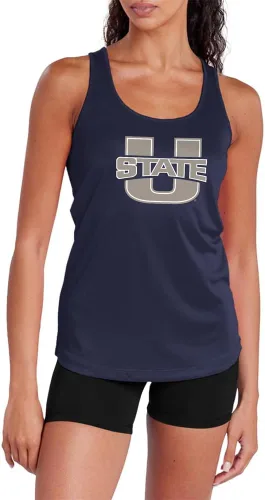 Miniatura 201 de Camiseta deportiva sin mangas oficial de NCAA Collegiate para mujer, con espalda cruzada, colección con logotipo primario