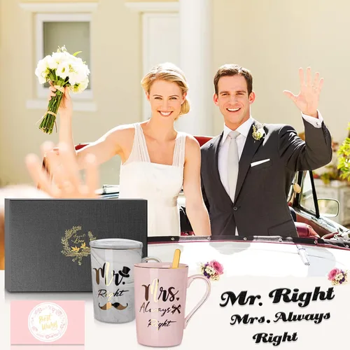 Miniatura 7 de Biching Regalos de despedida de soltera para recién casados, regalos de compromiso para parejas - Juego de regalo de taza de café de cerámica