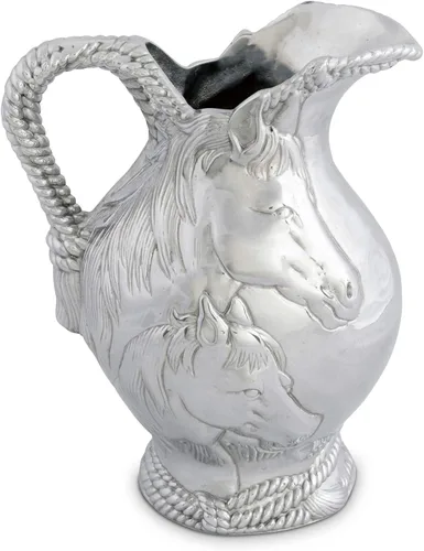 Miniatura 4 de Arthur Court Jarra de agua de aluminio para caballo y cuerda, de metal, para agua caliente/fría, té helado y bebidas de jugo, 10 pulgadas de alto