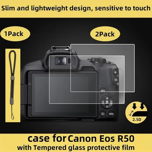 Miniatura 5 de EOS R50 - Funda protectora de silicona suave para cámara Canon EOS R50 EOSR50 Vlogging Camer, viene con 2 protectores de pantalla y 1 correa