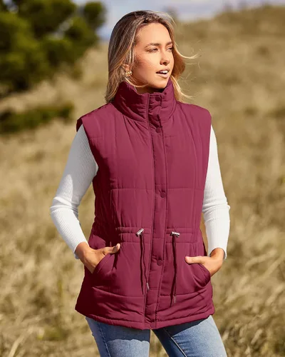 Miniatura 3 de BTFBM Chaleco casual para mujer, con botones, con cremallera, acolchado, con cordón, sin mangas, con bolsillos