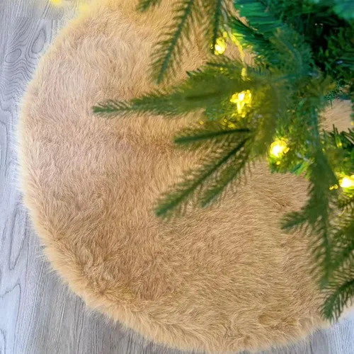Miniatura 17 de Falda de árbol de Navidad de felpa negra de 24 pulgadas, pequeña, de piel sintética gruesa, lujosa decoración navideña para Año Nuevo, decoración