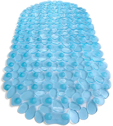 Miniatura 24 de Alfombra antideslizante para bañera y ducha "Pebbles" de 27 x 14 pulgadas, ovalada, no tóxica, segura, limpia, lavable a máquina, agarre y drenaje