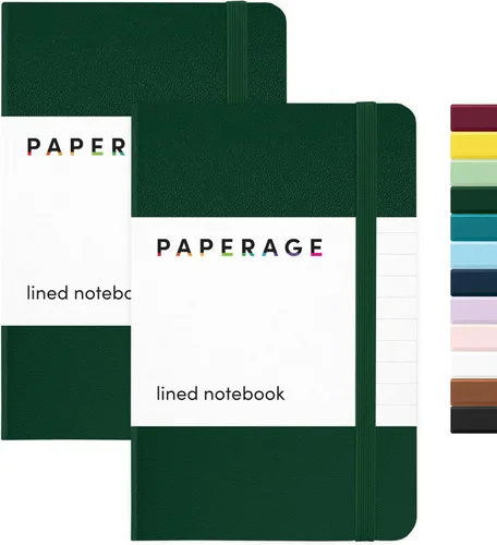Miniatura 26 de Juego de 2 cuadernos blocs de notas de bolsillo pequeño, pauta universitaria, 3.7 x 5.6 pulgadas, minidiario de tapa dura, papel grueso de 3.5 Negro