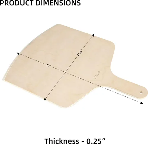 Miniatura 2 de UPTRUST Pela de pizza de madera natural de alta calidad, rectangular, 12 x 17 pulgadas, espátula grande para pizza, tabla de cortar para hornear