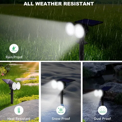 Miniatura 4 de K KASONIC - Focos solares para exteriores, focos solares LED impermeables para paisaje, luces de pared y suelo, luces de detección de oscuridad