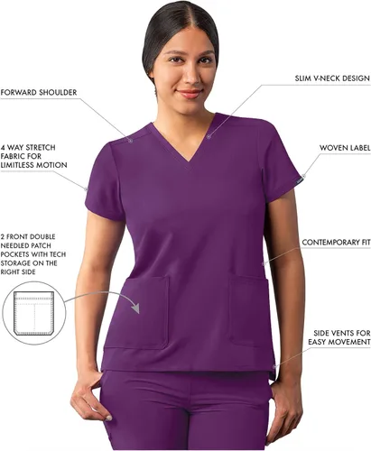 Miniatura 3 de Adar Addition - Ropa quirúrgica para mujer, moderna camiseta médica con cuello en V