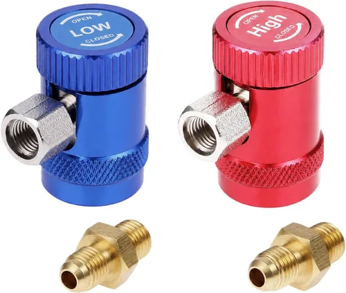 Aupoko R1234yf Acoplador rápido, ajustable R1234yf Adaptador de acopladores rápidos de lado alto y bajo con destello SAE de 1/4", herramientas de