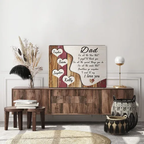 Miniatura 5 de Eternalart Regalos únicos para papá, abuelo, esposo de hija, hijo, esposa, impresiones en lienzo personalizadas con nombres de niños para padre