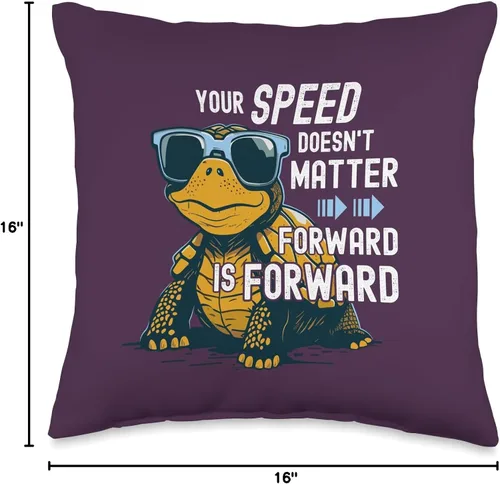 Miniatura 4 de Motivation Life Quote Tortoise Inspiration Phrase Your Speed Doesn't Matter Inspiring Positive Dichings - Almohada de tortuga, 16 x 16 pulgadas
