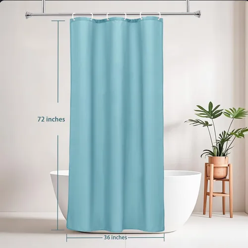 Miniatura 8 de AooHome Cortina de Ducha para Estante de Tamaño 36x72 Pulgadas, Cortina de Baño de Tela Sólida Azul Duradera con Ganchos, Borde Pesado, Impermeable