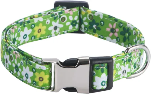 Collares para perras hembras, diseño de rosa, girasol, margarita y leopardo en tamaño pequeño, mediano, grande para perras hembras, verde margarita,