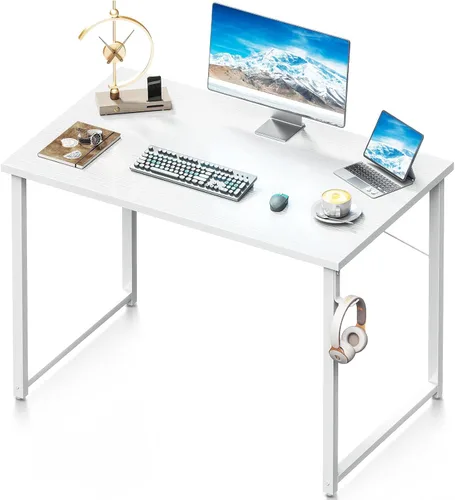 Miniatura 19 de Coleshome Escritorio para computadora de 48 pulgadas, escritorio moderno de estilo simple para oficina en casa, escritorio de estudio para Roble gris
