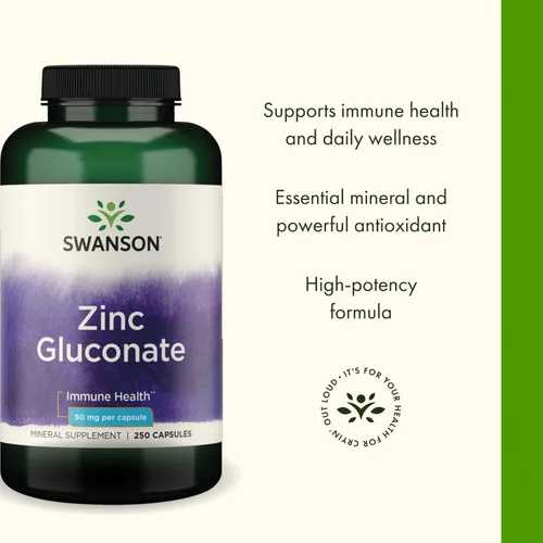 Miniatura 4 de Swanson Gluconato de zinc – Suplemento mineral que promueve la salud de la próstata, la salud de la visión y el apoyo inmunológico