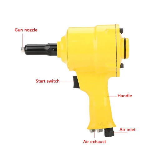 Miniatura 7 de Kit de pistola de remache neumática accionada por aire – 3/32 pulgadas 1/8 pulgadas 5/32 pulgadas 3/16 pulgadas 1/4 pulgadas de capacidad con fuerza
