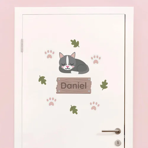 Miniatura 22 de Calcomanías de puerta personalizadas para habitación de niños, calcomanías de pared con nombre personalizado para decoración de habitación de bebés