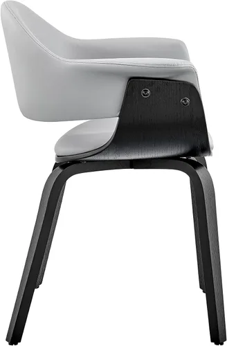 Miniatura 5 de Armen Living Adalyn - Silla de comedor de piel sintética y madera, gris/negro, 19 pulgadas de profundidad x 25 pulgadas de ancho x 30 pulgadas
