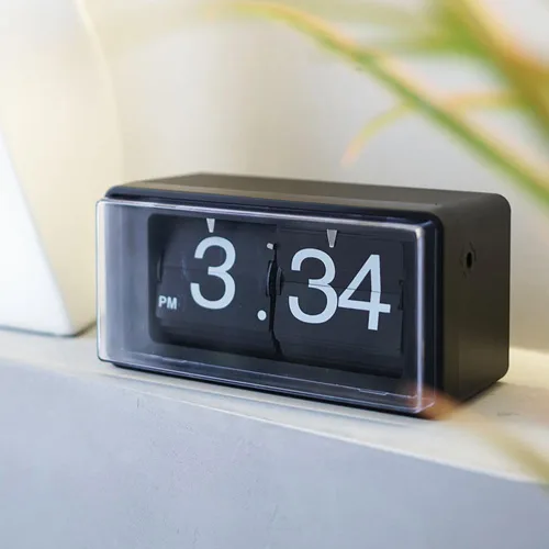 Miniatura 2 de BHning Reloj de escritorio digital con tapa transparente de estilo retro, función automática de giro de página, pantalla digital