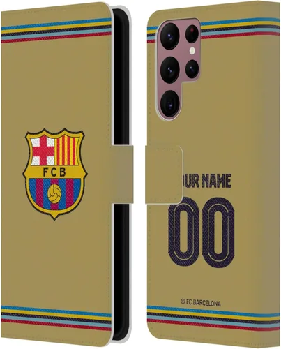 Head Case Designs Funda de piel con licencia oficial del FC Barcelona Away 2022/23, compatible con Samsung Galaxy S22 Ultra 5G