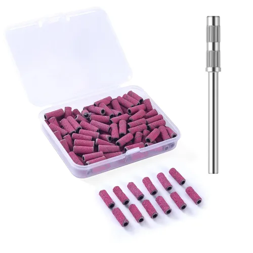Miniatura 23 de 100 piezas de bandas pequeñas de lijado de uñas para taladro de uñas, bits mini de 3.1mm de mandril de lijado de uñas de grano 80 para uñas