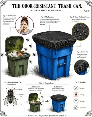 Miniatura 8 de Cubierta para tapa de bote de basura para exteriores, sello elástico de 64 galones, control de olor, aroma a limón, sin productos químicos