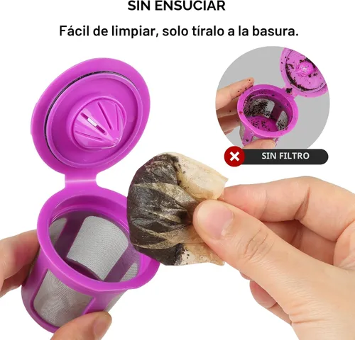 Miniatura 4 de 100 unidades de filtros K Cup Fanativita desechables con diseño de tapa inteligente, se ajustan a todas las tazas K reutilizables para Keurig