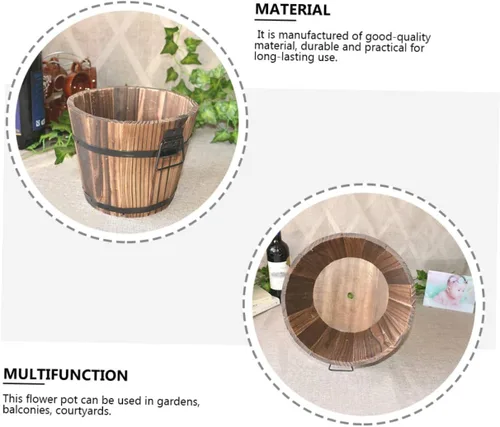 Miniatura 5 de Maceta de madera para suculentas, 3 piezas, macetero grande para suculentas, para exteriores, macetas redondas rústicas, macetas de madera rústicas