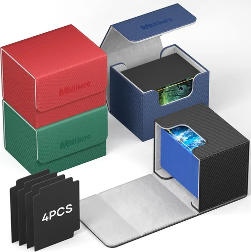 Miniatura 24 de Mlikero Paquete de 4 Cajas para Mazos de Cartas, Caja para Mazo Commander Contiene más de 400 Cartas con Funda Individual con 4 Separadores, Caja