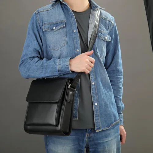 Miniatura 4 de Cuero auténtico mensajero Bolsas hombro hombro Crossbody bolso trabajo negocio vintage capacidad